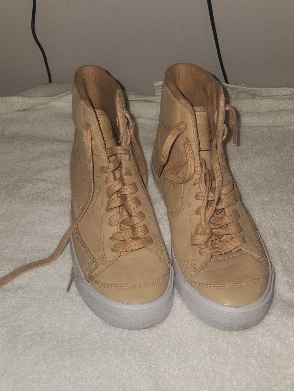 Nike Tan Leather High-Top Sneakers
